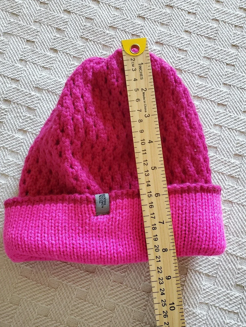 The North Face Open-Knit Cuffed Beanie Hat Hot Pink